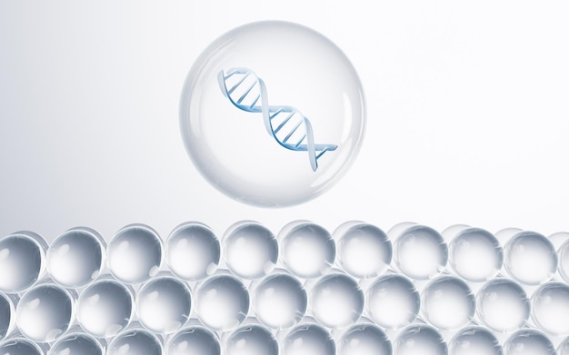 Renderização 3d do conceito de DNA e biologia