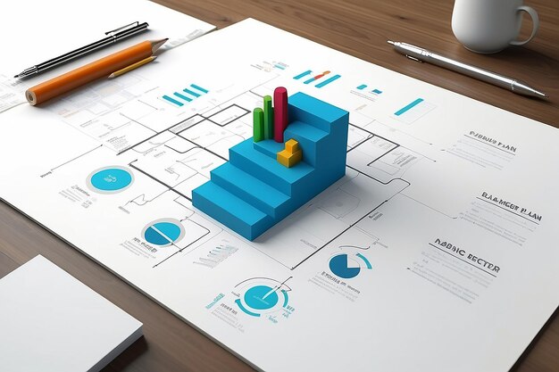 Renderização 3D do conceito do plano de negócios