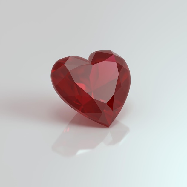 Renderização 3D do coração de pedra preciosa de rubi