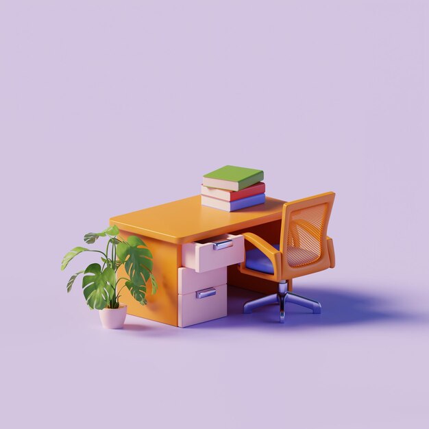 Foto renderização 3d do fundo da ilustração da mesa de trabalho