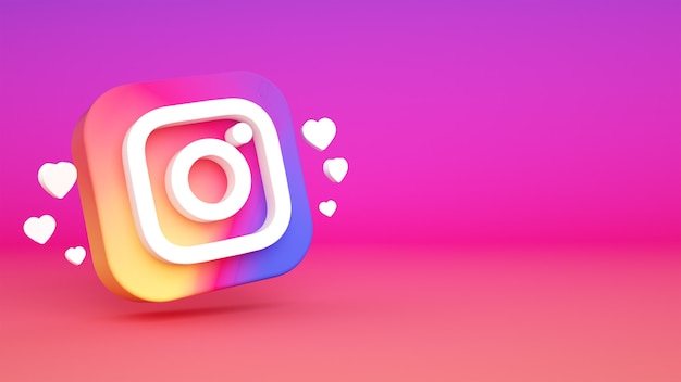 Renderização 3d do fundo do logotipo do Instagram