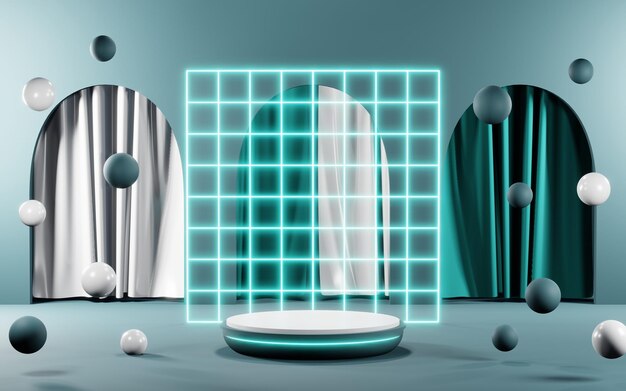 Foto renderização 3d do fundo do pódio em tons de azul para exibir cosméticos de produtos cremosos