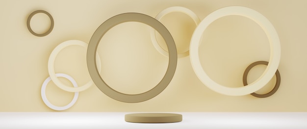 Renderização 3D do fundo do pódio para exibir as decorações de cosméticos em creme para a pele. Fundo de maquete para mostrar o produto.