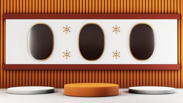 Renderização 3D do fundo do produto em branco para decorações de moda e cosméticos de creme de pano de fundo. Fundo moderno do pódio em branco para produtos de luxo.
