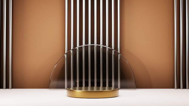 Renderização 3D do fundo do produto em branco para decorações de moda e cosméticos de creme de pano de fundo. Fundo moderno do pódio em branco para produtos de luxo.