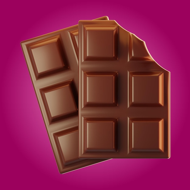 Foto renderização 3d do ícone da barra de chocolate com estilo de desenho animado