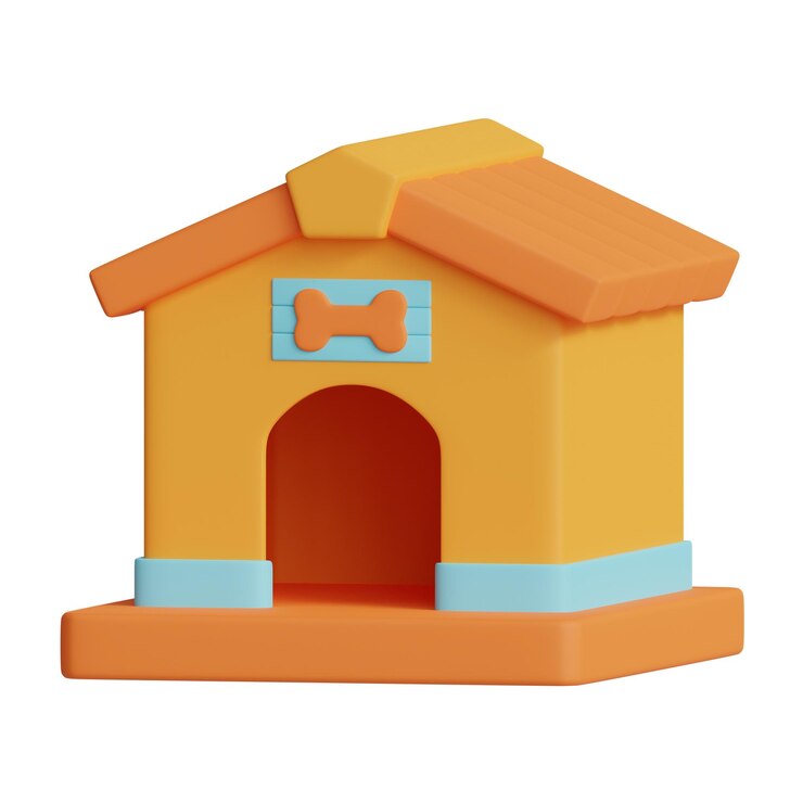 Foto renderização 3d do ícone de animal de estimação da casa do cão isolado em fundo branco