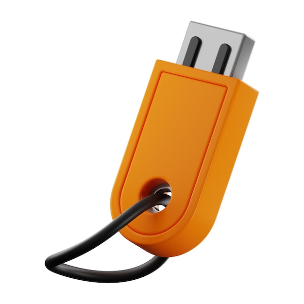 Renderização 3d do ícone de armazenamento usb de tecnologia premium em fundo isolado