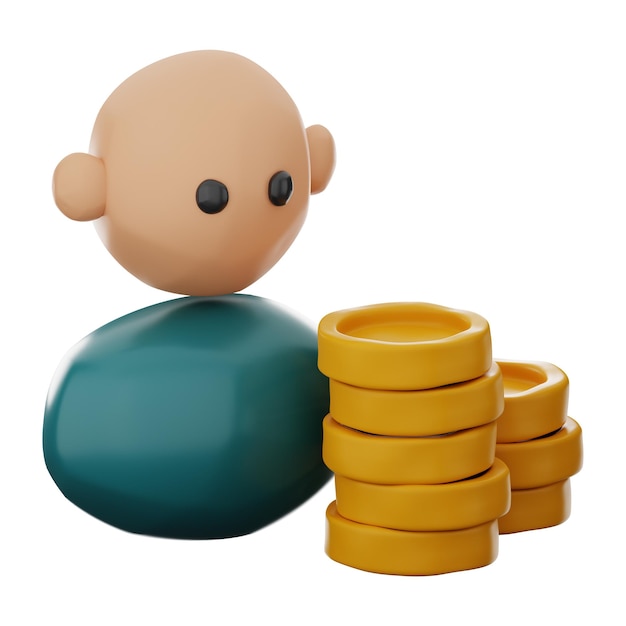 Renderização 3d do ícone de avatar de moeda de ouro de finanças premium em fundo isolado