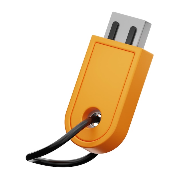 Renderização 3d do ícone de disco de armazenamento usb Premium do Office em fundo isolado