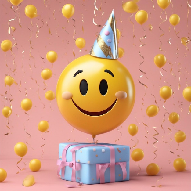 Foto renderização 3d do ícone de emoji de aniversário gerado