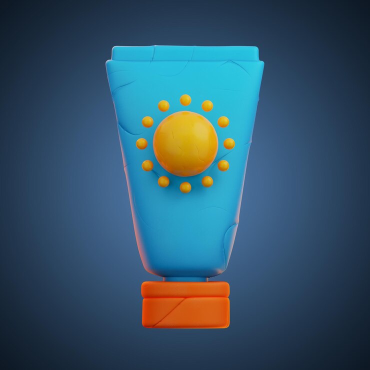 Foto renderização 3d do ícone de protetor solar premium vacation em fundo isolado