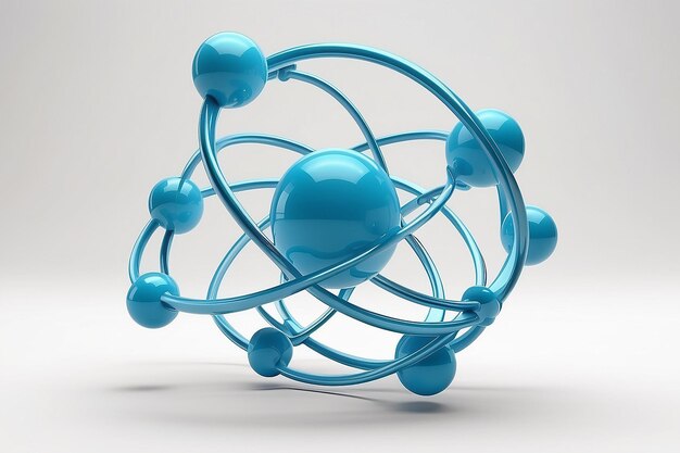 Renderização 3D do ícone do átomo isolado em branco conceito de ícone do elemento científico Ilustração de renderização 3D estilo de desenho animado