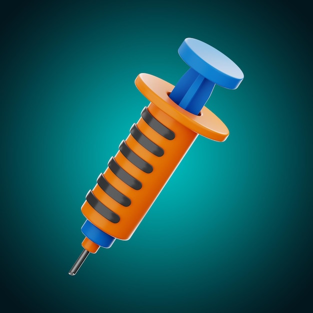 Foto renderização 3d do ícone do injetor de seringa de medicamento premium em fundo isolado