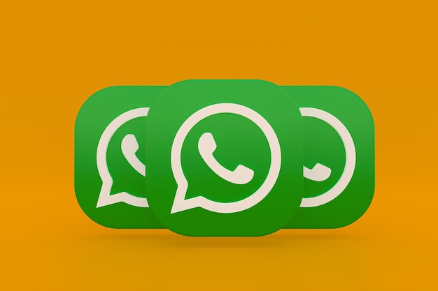 Renderização 3d do ícone do logotipo verde do aplicativo whatsapp em fundo amarelo