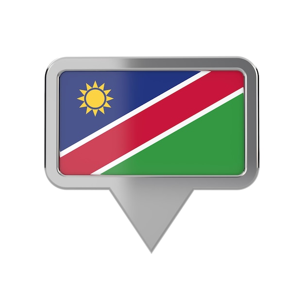 Renderização 3D do ícone do marcador de localização da bandeira da Namíbia
