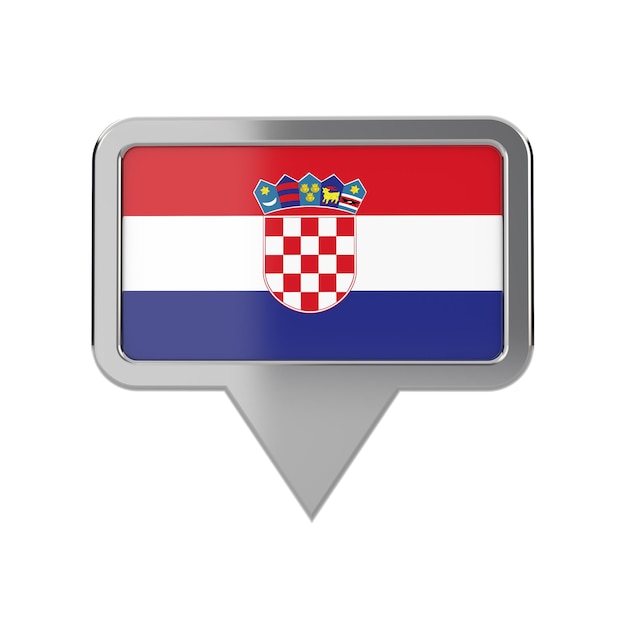 Renderização 3D do ícone do marcador do local da bandeira da Croácia