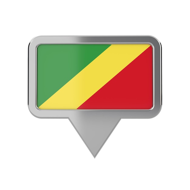 Renderização 3D do ícone do marcador do local da bandeira da República do Congo