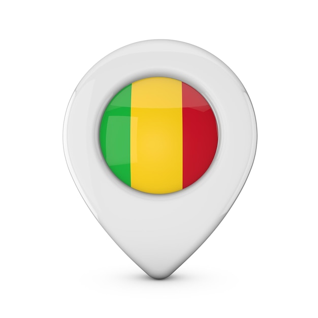 Renderização 3D do ícone do marcador do local da bandeira de Mali