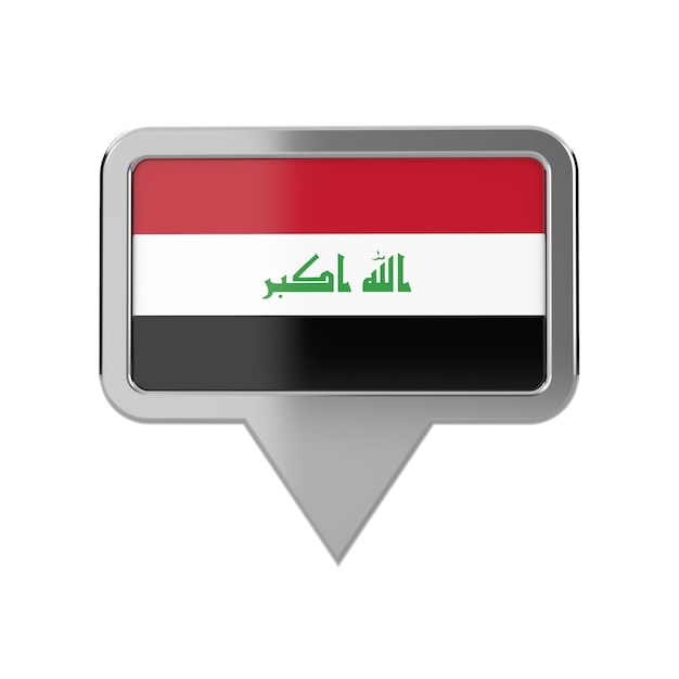 Renderização 3D do ícone do marcador do local da bandeira do Iraque