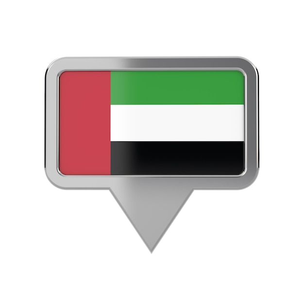 Renderização 3D do ícone do marcador do local da bandeira dos Emirados Árabes Unidos