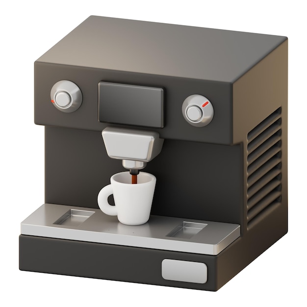 Renderização 3d do ícone Premium da máquina de café em fundo isolado