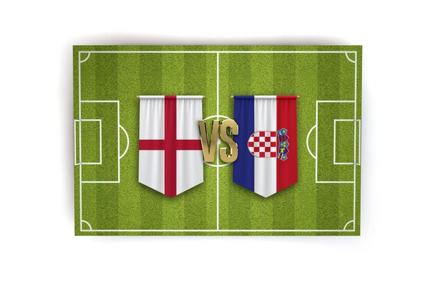 Foto renderização 3d do jogo de futebol da inglaterra contra a croácia