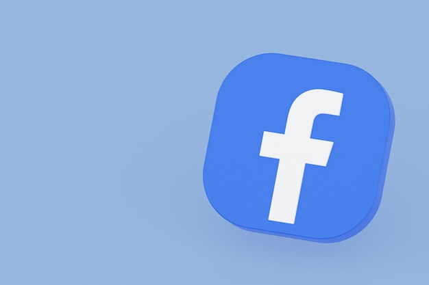 Renderização 3d do logotipo do aplicativo do Facebook em fundo azul