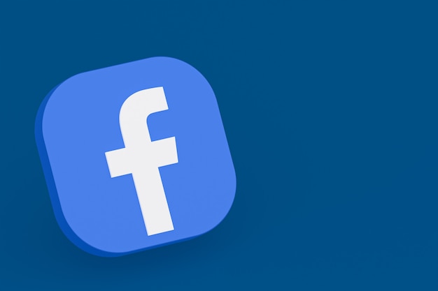 Renderização 3d do logotipo do aplicativo do facebook em fundo azul