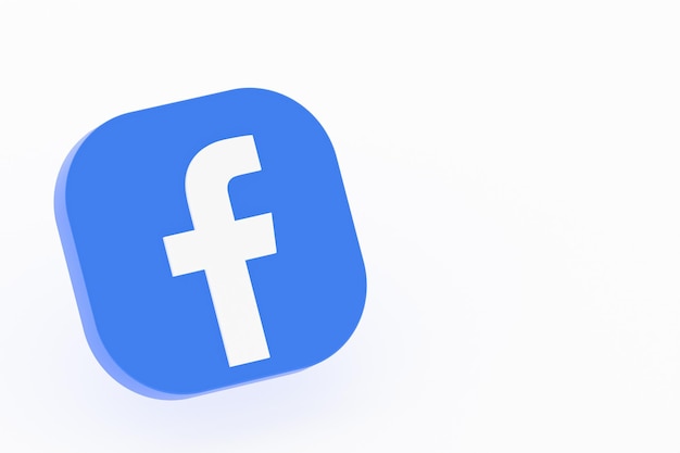 Foto renderização 3d do logotipo do aplicativo do facebook em fundo branco