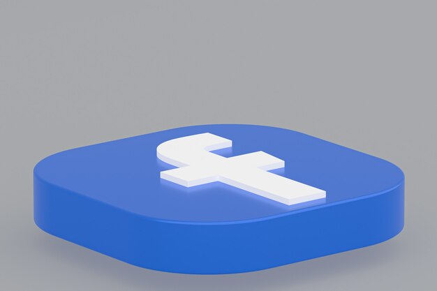 Renderização 3D do logotipo do aplicativo do Facebook em fundo cinza