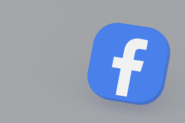 Renderização 3D do logotipo do aplicativo do Facebook em fundo cinza