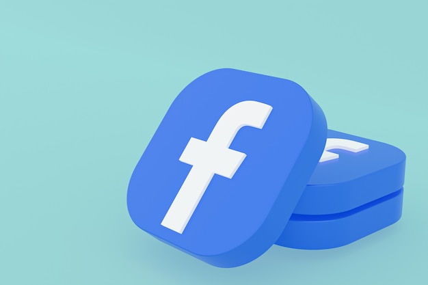 Renderização 3D do logotipo do aplicativo do Facebook em fundo verde