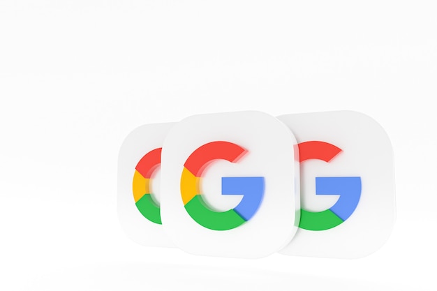 Renderização 3D do logotipo do aplicativo Google em fundo branco