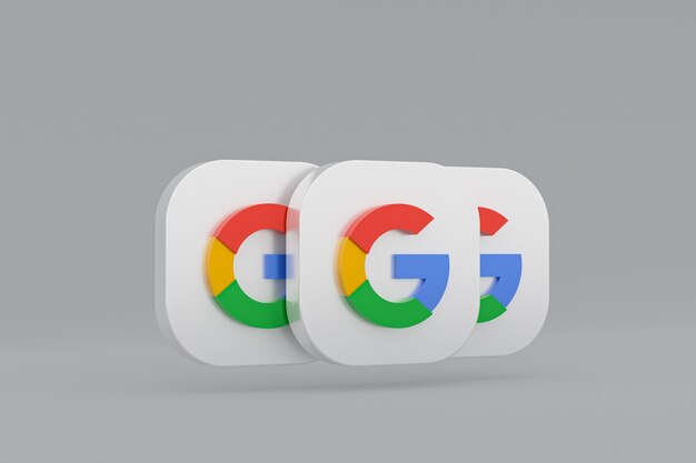 Renderização 3D do logotipo do aplicativo Google em fundo cinza