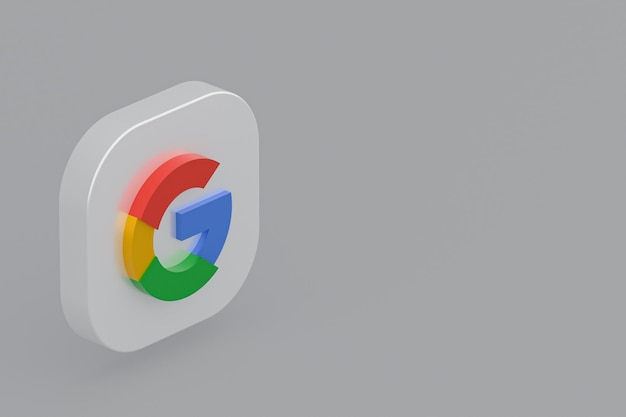 Foto renderização 3d do logotipo do aplicativo google em fundo cinza