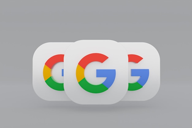 Renderização 3d do logotipo do aplicativo Google em fundo cinza