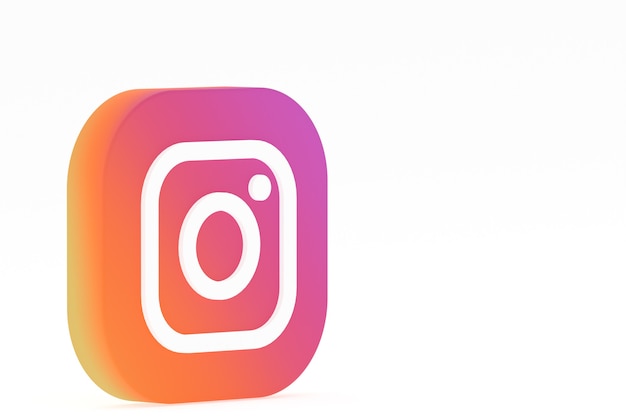 Renderização 3d do logotipo do aplicativo instagram em fundo branco