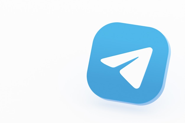 Renderização 3d do logotipo do aplicativo telegram em fundo branco