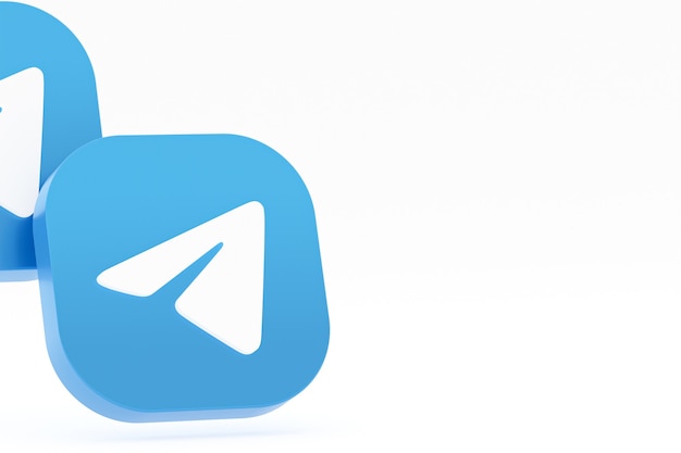 Renderização 3D do logotipo do aplicativo Telegram em fundo branco