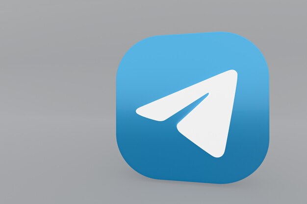 Renderização 3D do logotipo do aplicativo Telegram em fundo cinza