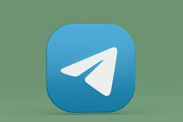 Renderização 3D do logotipo do aplicativo Telegram sobre fundo verde