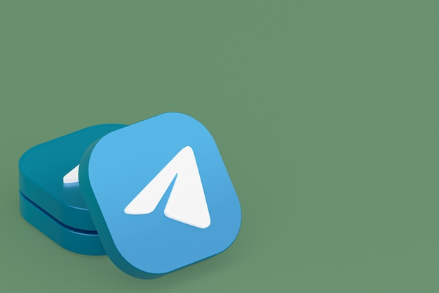 Renderização 3D do logotipo do aplicativo Telegram sobre fundo verde