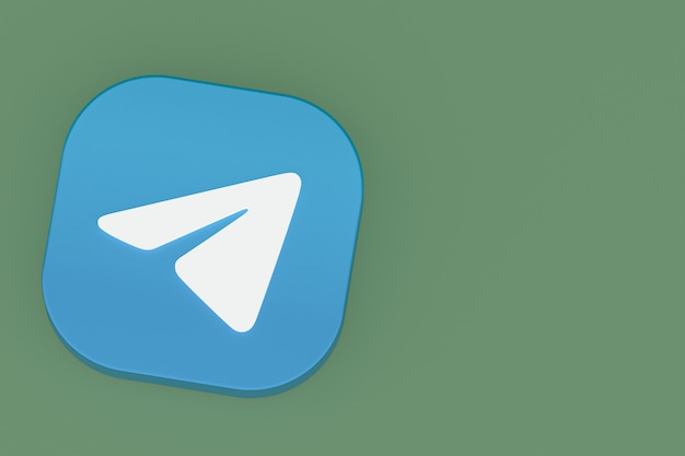 Renderização 3D do logotipo do aplicativo Telegram sobre fundo verde