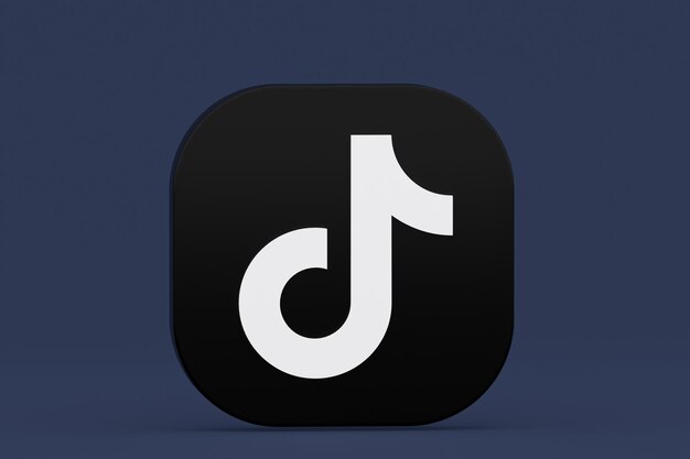 Renderização 3d do logotipo do aplicativo Tiktok em fundo azul