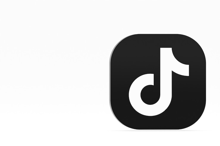 Foto renderização 3d do logotipo do aplicativo tiktok em fundo branco