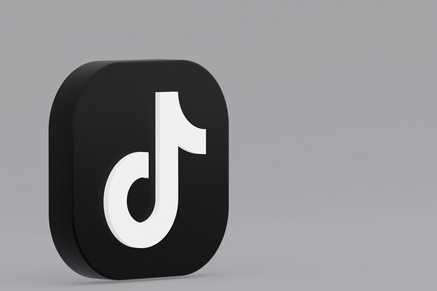 Renderização 3d do logotipo do aplicativo Tiktok em fundo cinza