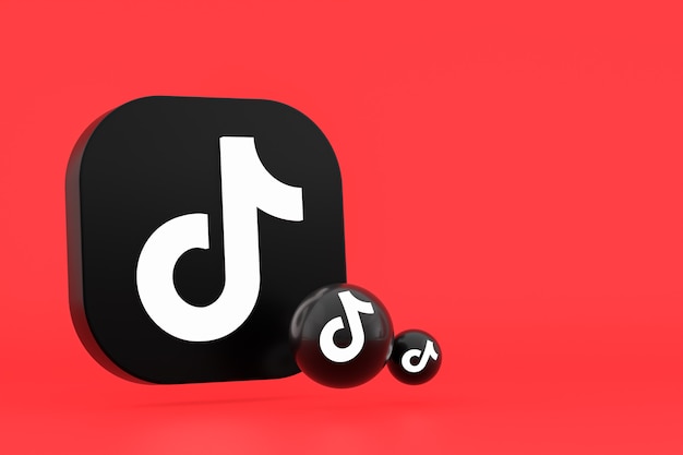 Renderização 3D do logotipo do aplicativo Tiktok