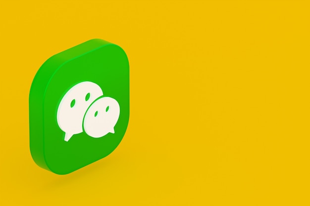 Renderização 3d do logotipo do aplicativo wechat em fundo amarelo