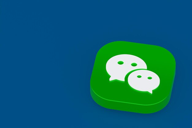 Renderização 3d do logotipo do aplicativo Wechat em fundo azul